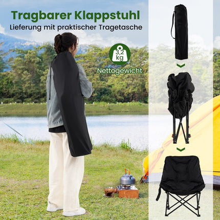 Folding Camping Chair, Adjustable Backrest, Side Pocket