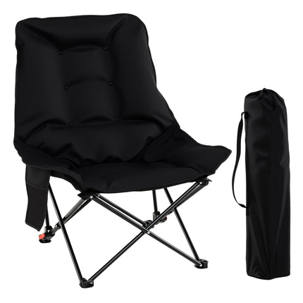 Folding Camping Chair, Adjustable Backrest, Side Pocket