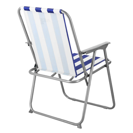 Folding Camping Chair, Blue-White, Portable Design