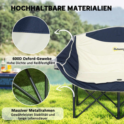 Folding Camping Chair, Dual Padded Seats, 250kg Capacity