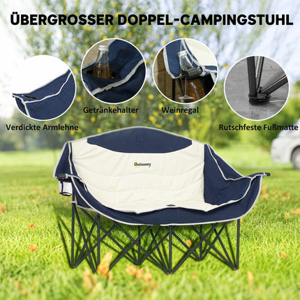 Folding Camping Chair, Dual Padded Seats, 250kg Capacity