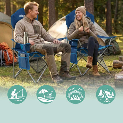 Folding Camping Chair, High Back, Cup Holder, Carry Bag