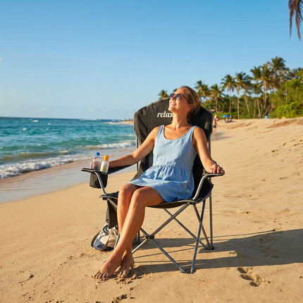 Folding Camping Chair – High Back, Padded Seat, Carry Bag