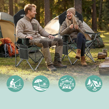 Folding Camping Chair – High Back, Padded Seat, Carry Bag
