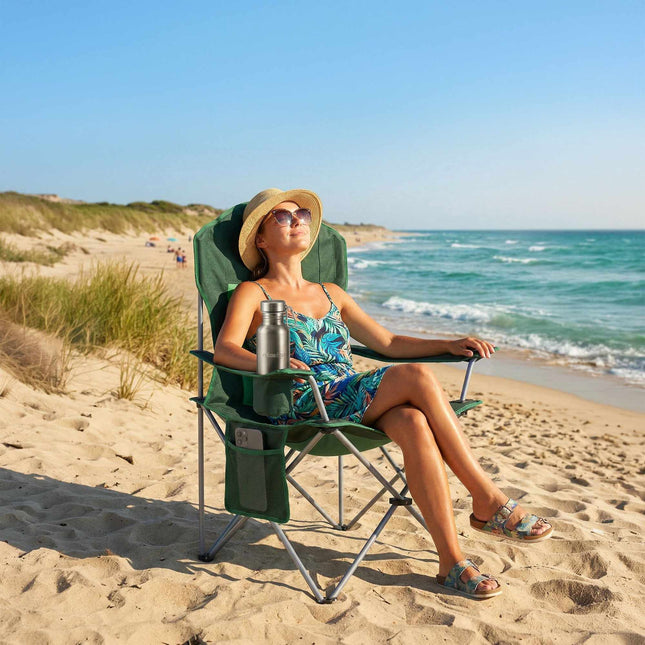 Folding Camping Chair – High Back, Padded Seat, Carry Bag