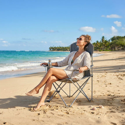 Folding Camping Chair – High-Back, Padded Seat, Cup Holder