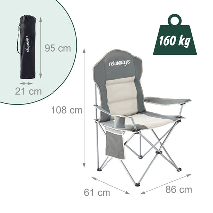 Folding Camping Chair – High-Back, Padded Seat, Cup Holder