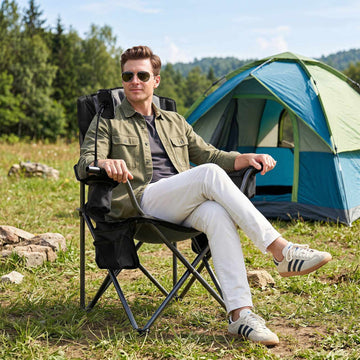 Folding Camping Chair, Lightweight, 200kg Capacity, Black