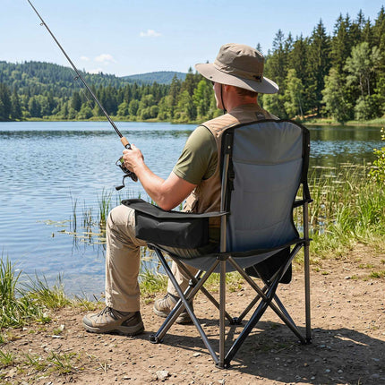 Folding Camping Chair, Lightweight, 200kg Capacity, Black