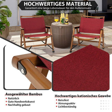 Folding Camping Chair Portable Low Patio Chair 56 x 54.5 x 65 cm Red