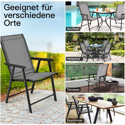 Folding Camping Chairs Set, Gray, Metal Frame, 2-Pack