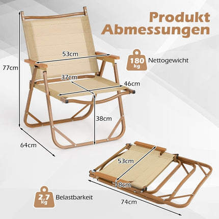 Folding Camping Chairs Set, Lightweight Aluminum, 180kg Capacity