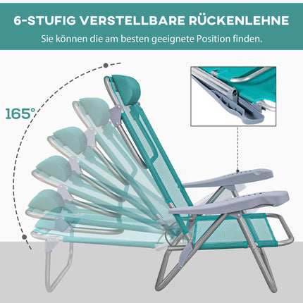 Folding Camping Chairs Set of 2, Adjustable Mesh Back, Turquoise