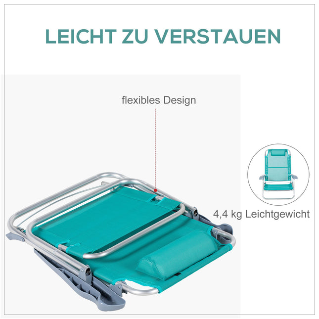 Folding Camping Chairs Set of 2, Adjustable Mesh Back, Turquoise