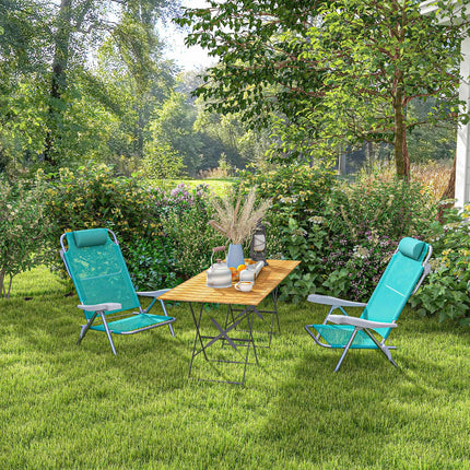 Folding Camping Chairs Set of 2, Adjustable Mesh Back, Turquoise