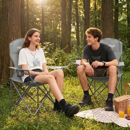 Folding Camping Chairs, Set of 2, Carry Bag, Cup Holder