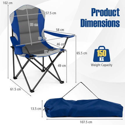Folding Camping Chairs with Cup Holders, 2-Pack – Navy
