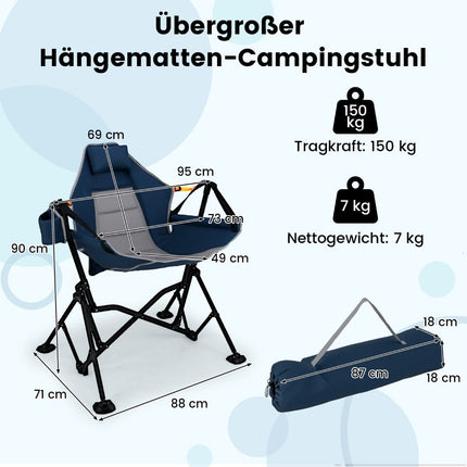 Folding Camping Chair with Adjustable Backrest & Cup Holder