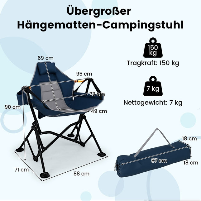 Folding Camping Chair with Adjustable Backrest & Cup Holder