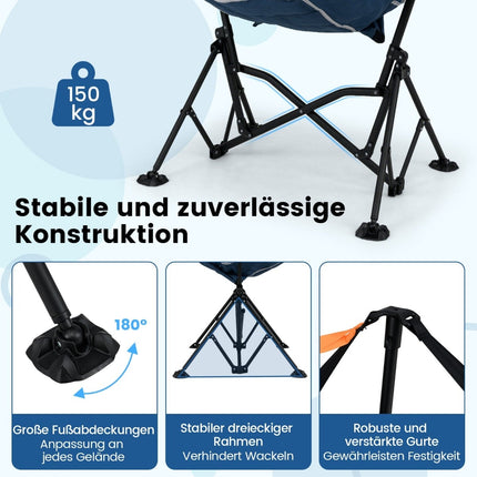 Folding Camping Chair with Adjustable Backrest & Cup Holder