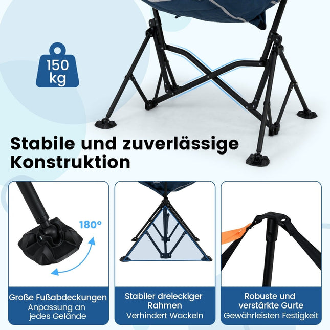 Folding Camping Chair with Adjustable Backrest & Cup Holder