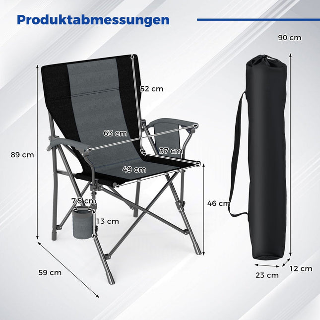 Folding Camping Chair with Cup Holder, 160kg Capacity