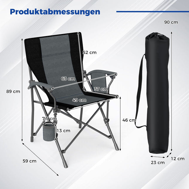 Folding Camping Chair with Cup Holder, 160kg Capacity