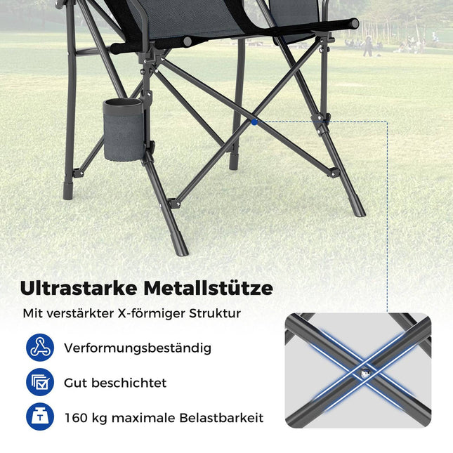 Folding Camping Chair with Cup Holder, 160kg Capacity