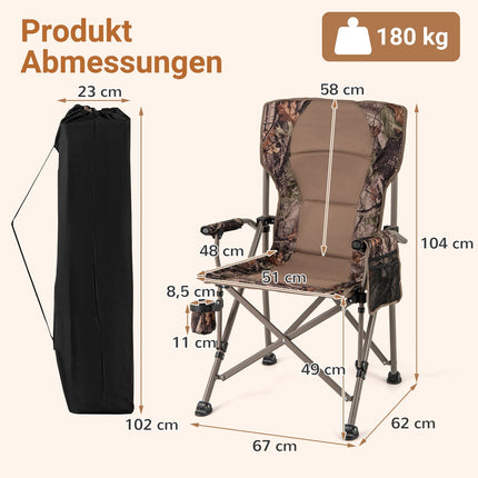 Folding Camping Chair with Cup Holder & Side Pocket