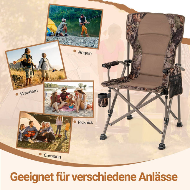 Folding Camping Chair with Cup Holder & Side Pocket