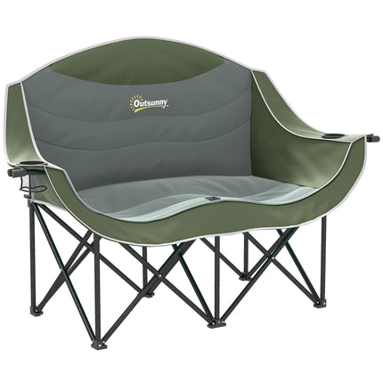 Folding Camping Chair with Dual Padded Seats and Cup Holders