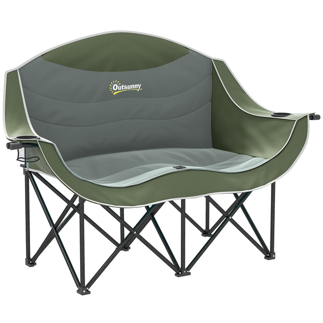 Folding Camping Chair with Dual Padded Seats and Cup Holders