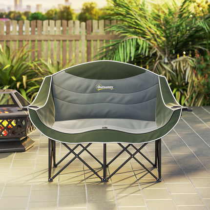 Folding Camping Chair with Dual Padded Seats and Cup Holders