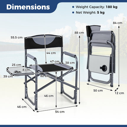 Folding Camping Chair with Side Table, 400 lb Capacity