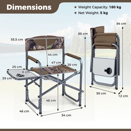 Folding Camping Chair with Side Table, 400 lb Capacity