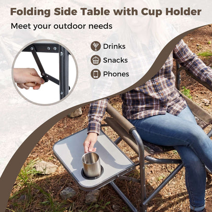 Folding Camping Chair with Side Table, 400 lb Capacity