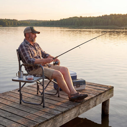 Folding Camping Chair with Side Table, 400 lb Capacity