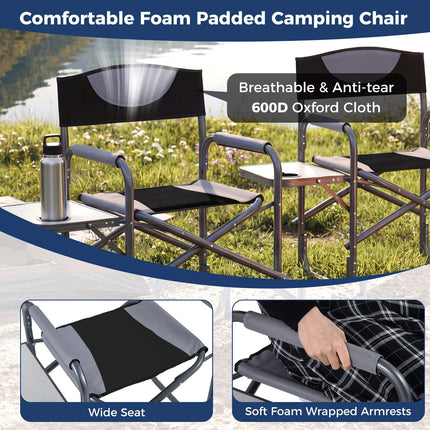 Folding Camping Chair with Side Table, 400 lb Capacity