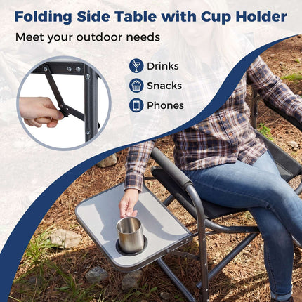 Folding Camping Chair with Side Table, 400 lb Capacity