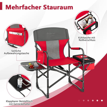 Folding Camping Chair with Side Table & Cooler Bag