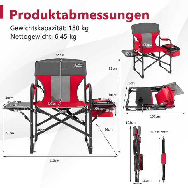 Folding Camping Chair with Side Table & Cooler Bag