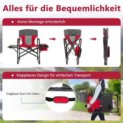 Folding Camping Chair with Side Table & Cooler Bag