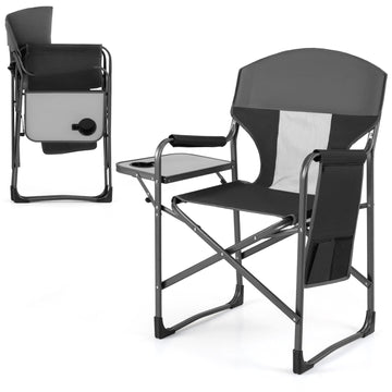 Folding Camping Chair with Side Table, Cup Holder, 400 lb