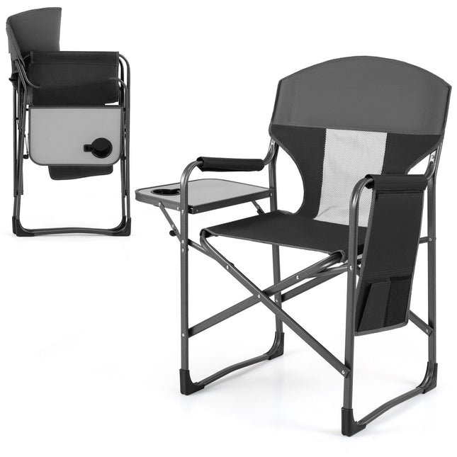 Folding Camping Chair with Side Table, Cup Holder, 400 lb