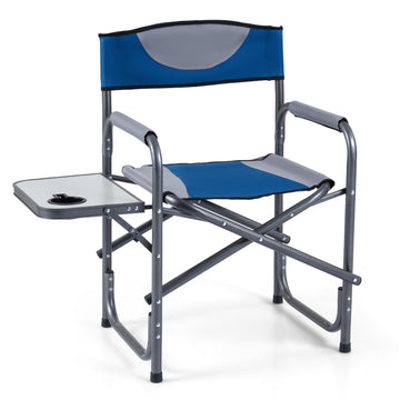 Folding Camping Chair with Side Table and Cup Holder, 400 lb