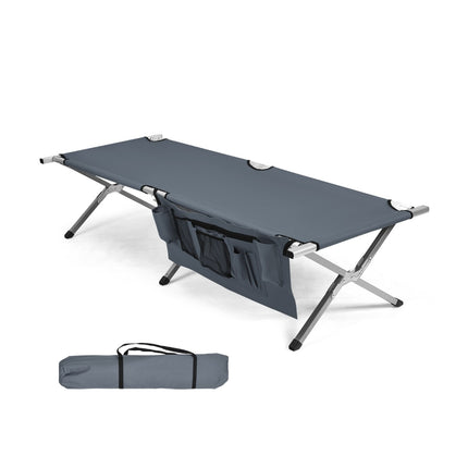Folding Camping Cot, 450 lb Capacity, Carry Bag, Gray