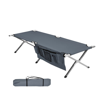 Folding Camping Cot, 450 lb Capacity, Carry Bag, Gray