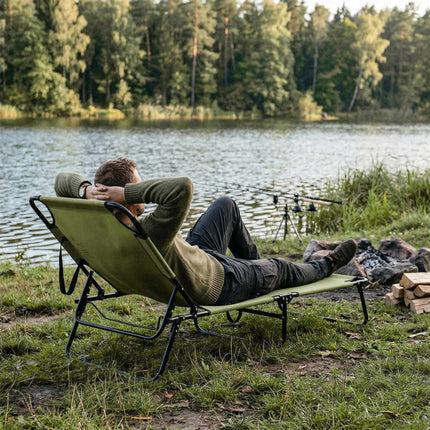 Folding Camping Cot With Adjustable Backrest, 188x55cm