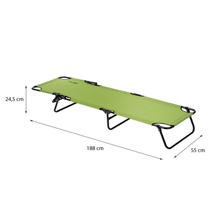Folding Camping Cot With Adjustable Backrest, 188x55cm