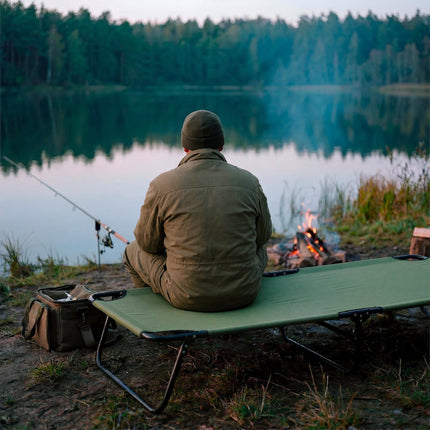 Folding Camping Cot With Adjustable Backrest, 188x55cm